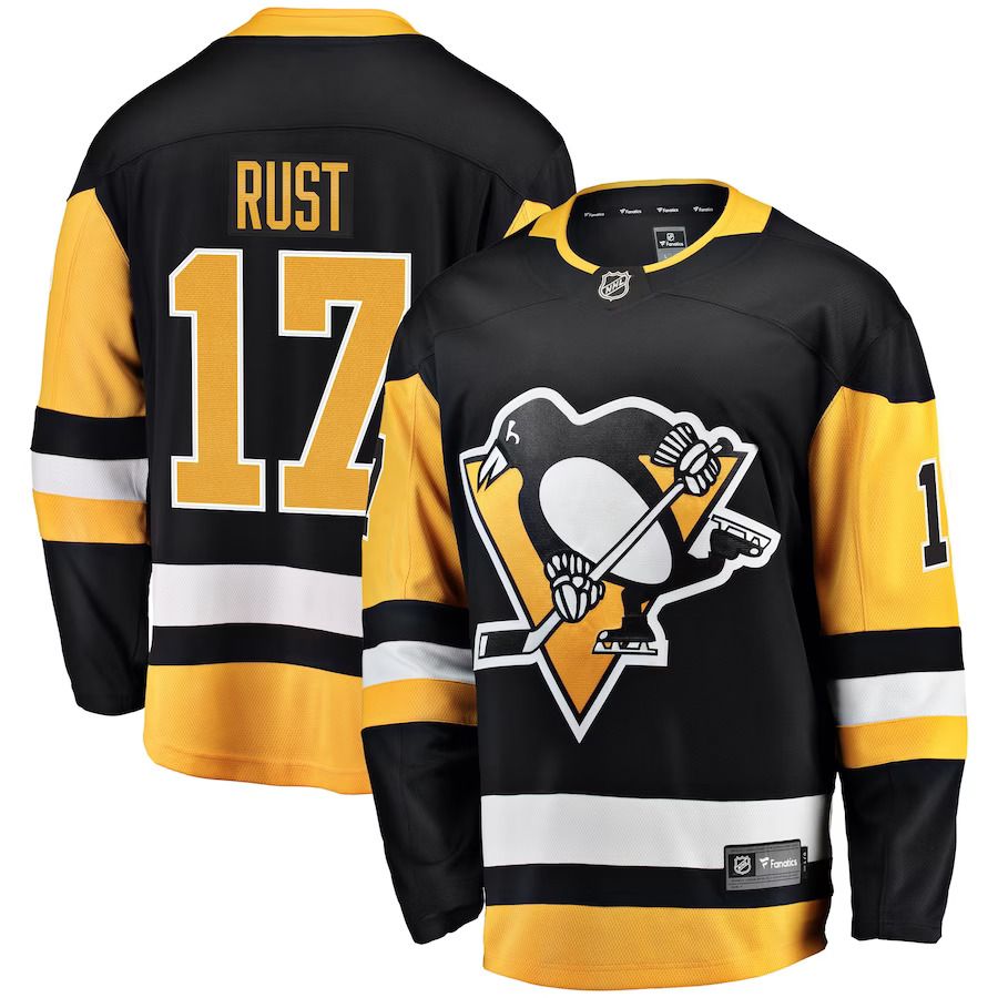 Men Pittsburgh Penguins 17 Bryan Rust Fanatics Branded Black Home Breakaway Player NHL Jersey